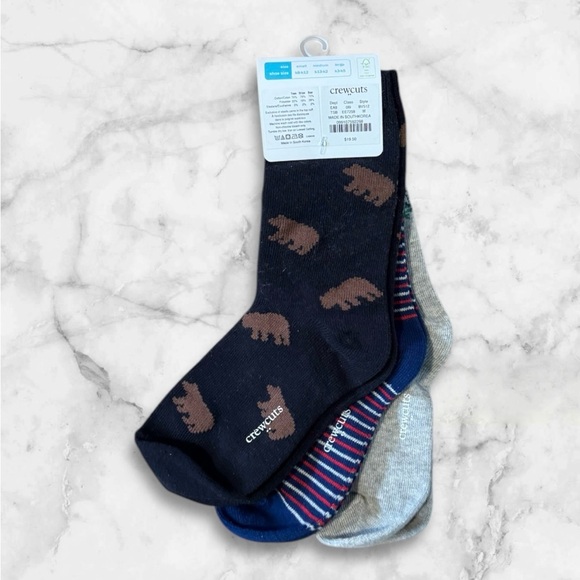 🆕Kids | J. Crew Three Socks Set with Bears, Trees Pattern and Striped Design - Picture 3 of 13